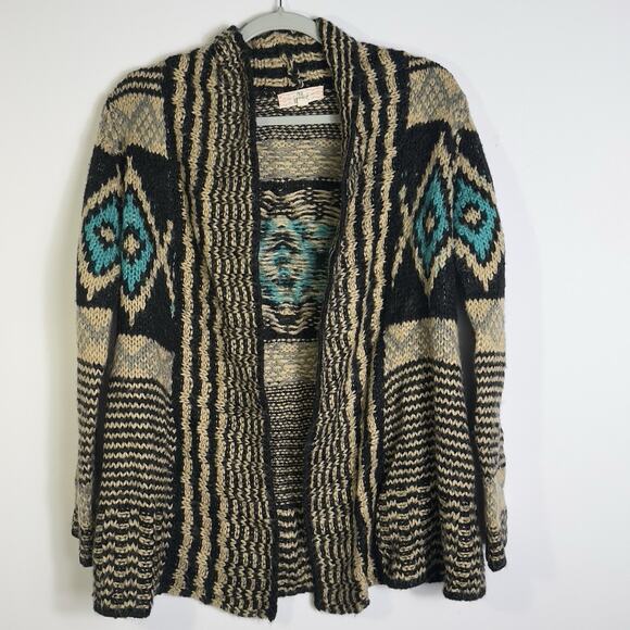 Pink Republic Bohemian Aztec Tribal Cardigan Knit Sweater Medium Western Boho - Picture 1 of 7